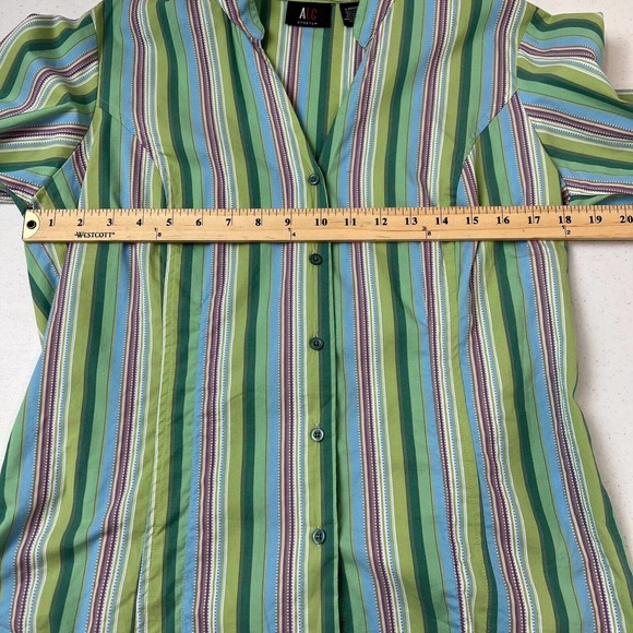 ALC Women's Striped Button Front‎ Blouse Top Stretch Long Sleeve Multicolor SZ L - Picture 7 of 9